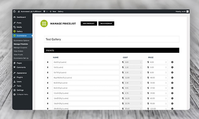 Manage Pricelist