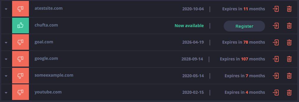 Register an available domain directly from the platform
