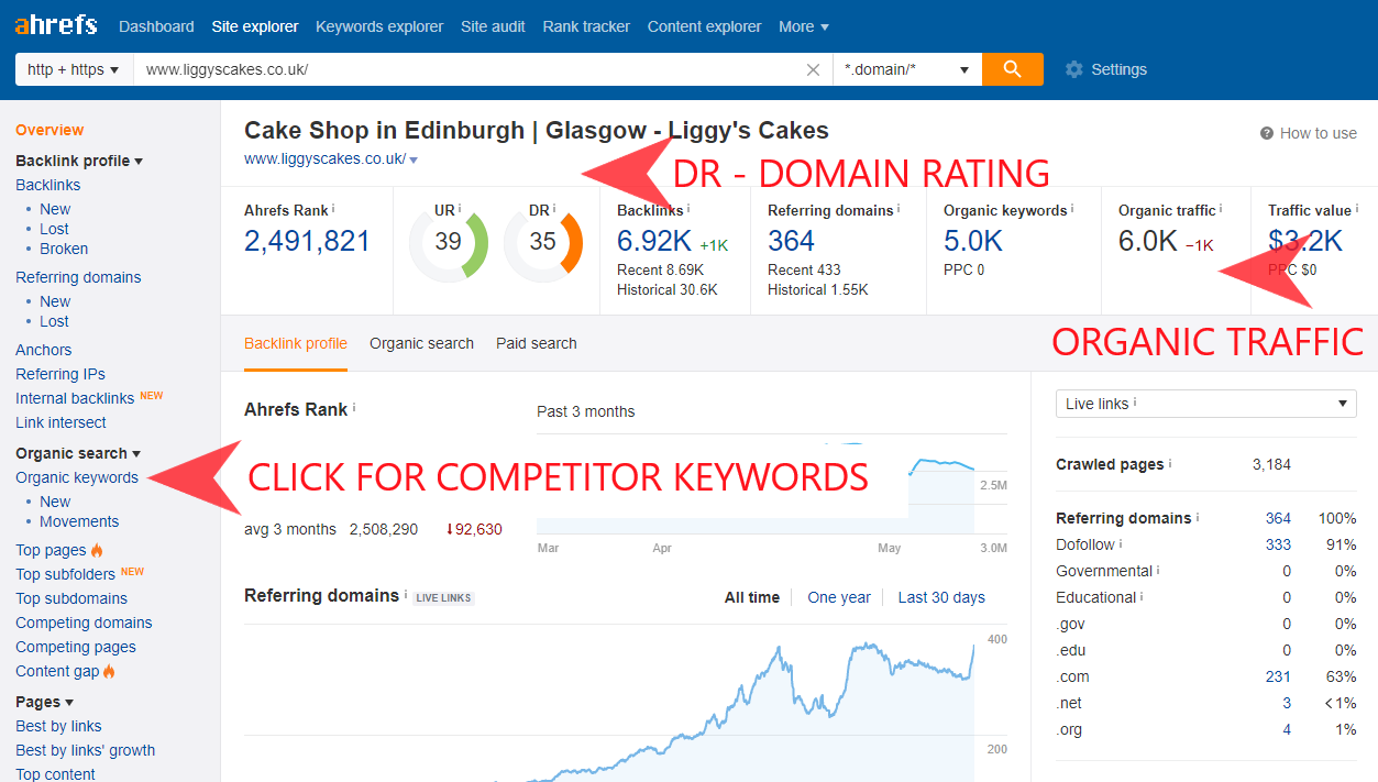 Ahrefs dashboard