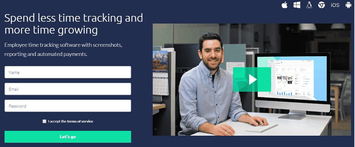 Hubstaff landing page