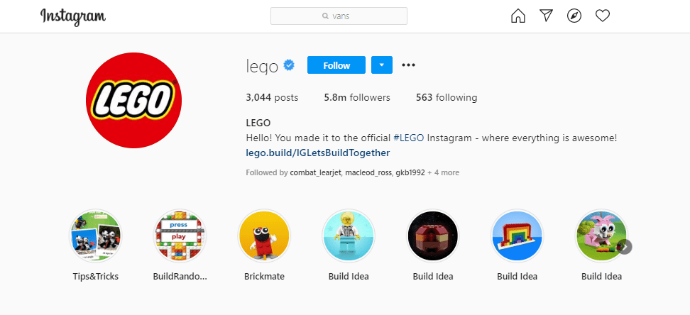 Lego Instagram account
