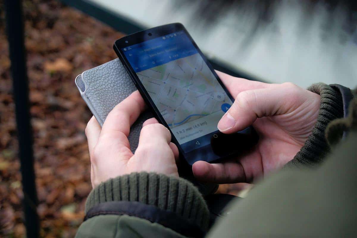 Phone showing Google maps