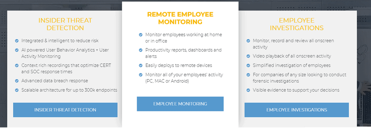 Veriato landing page