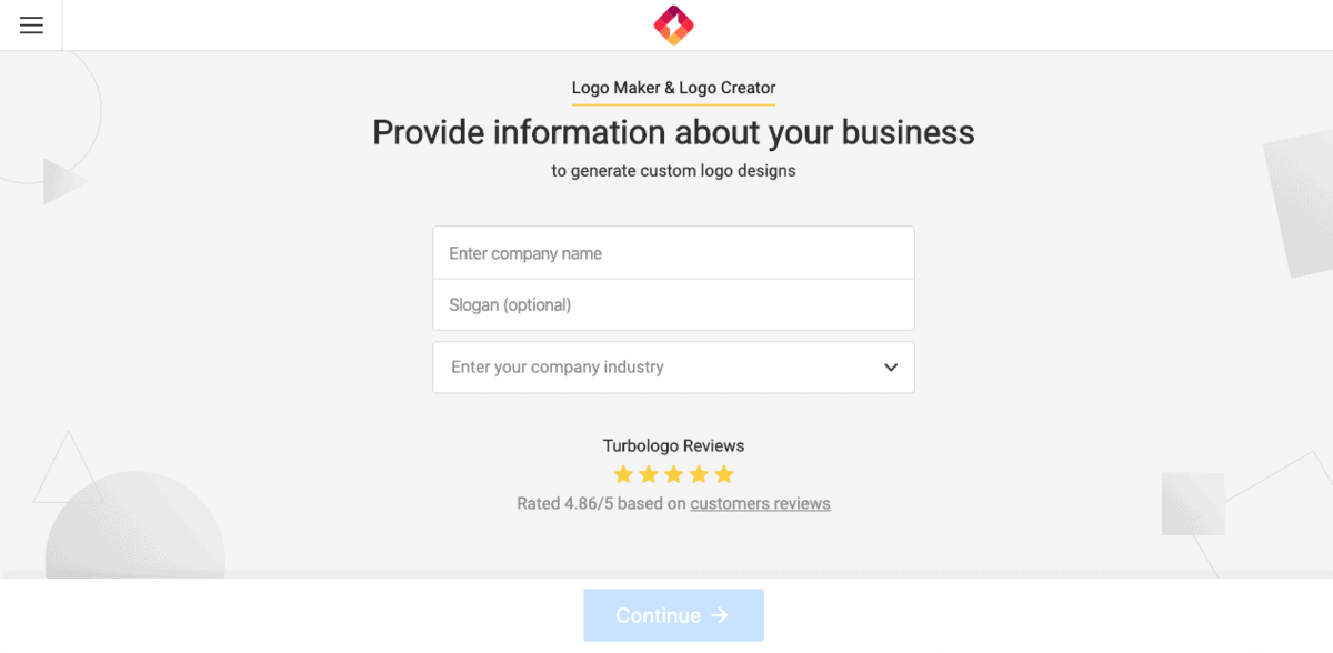 Turbologo login page