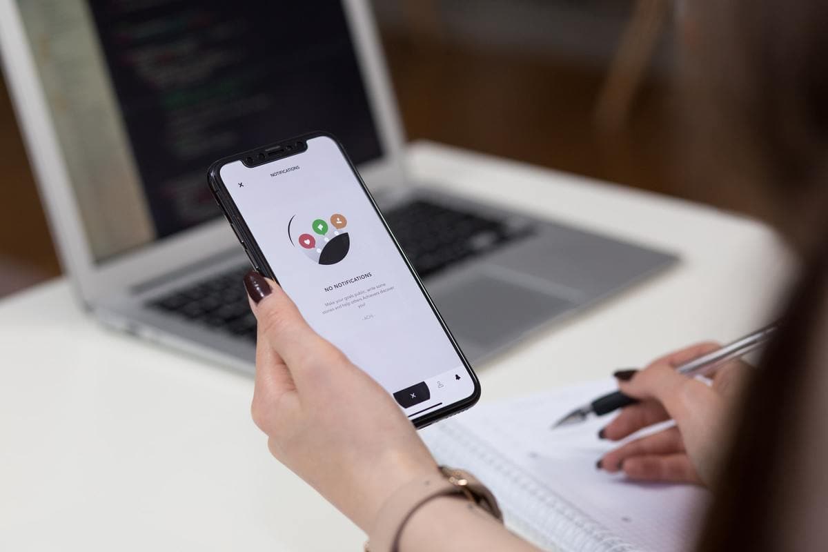 Woman testing mobile site