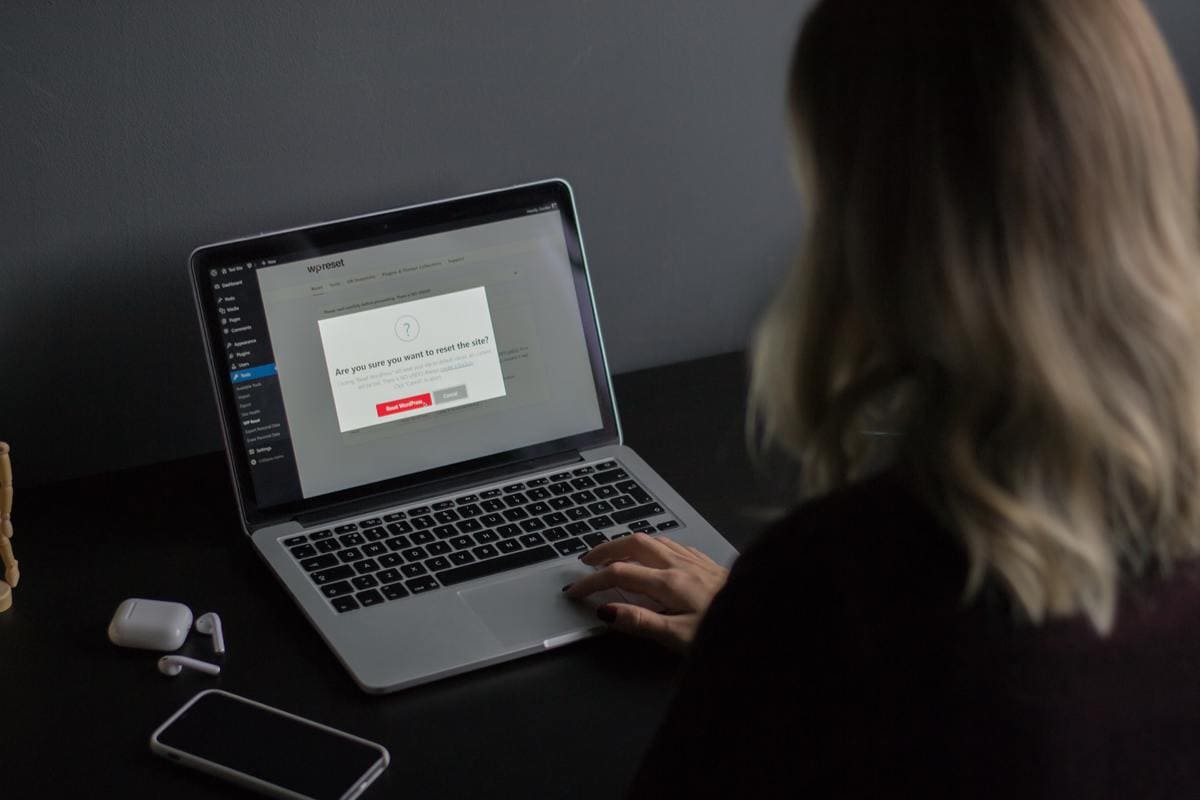 Woman using WP Reset
