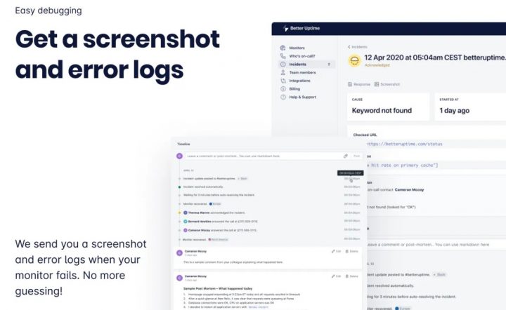Better uptime error logs