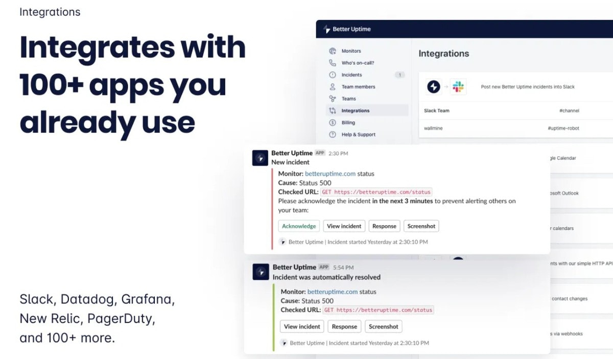 Better Uptime integrations