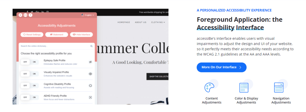 Accessibility interface 