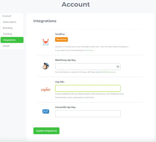 Integrations KingSumo