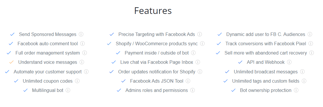 Silfer Bots features