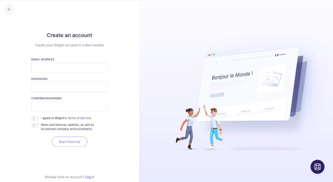 Weglot sign up