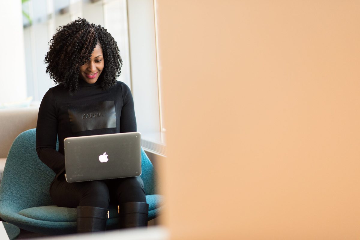 Woman translating website