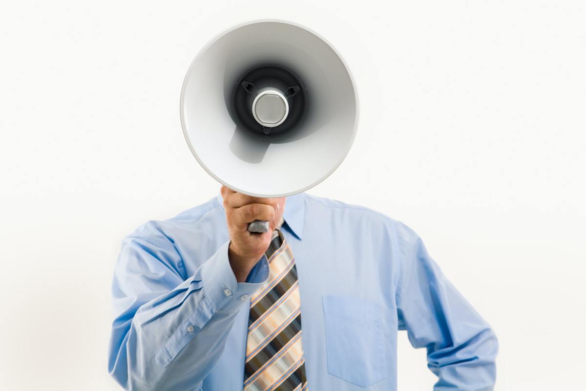 Man behind megaphone