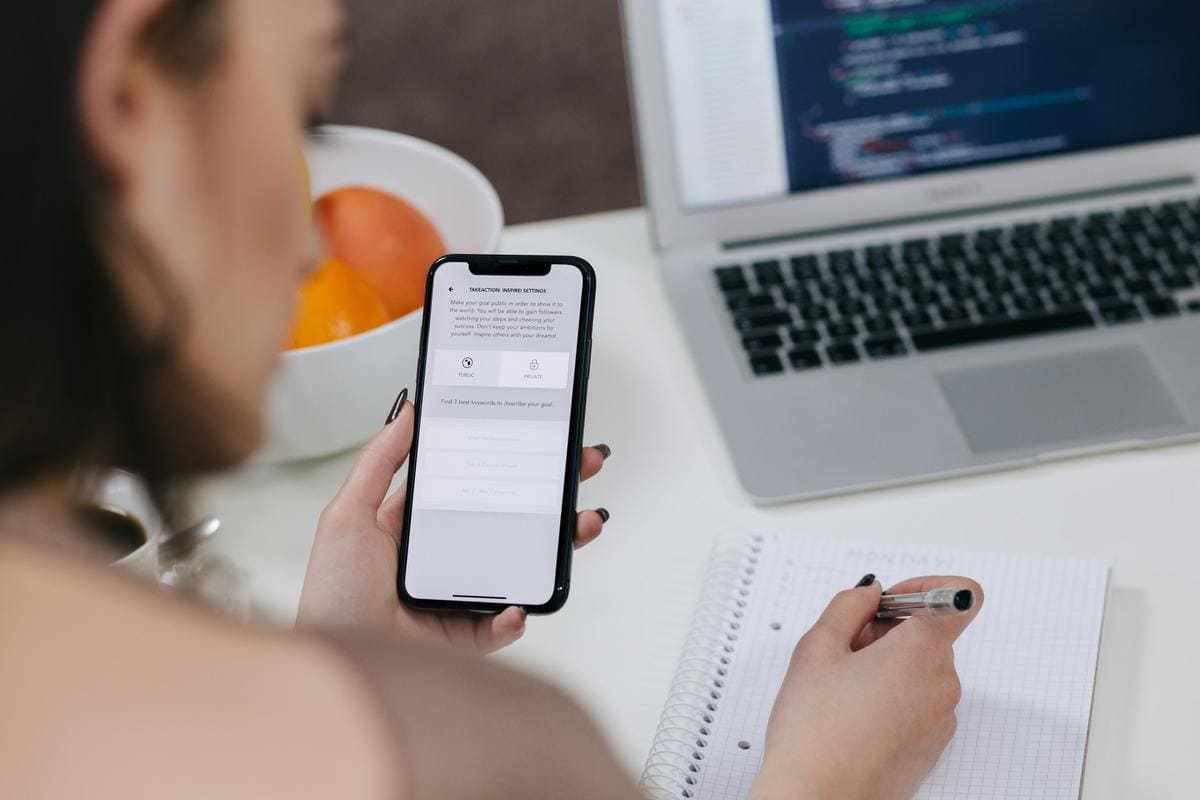 Person testing mobile app