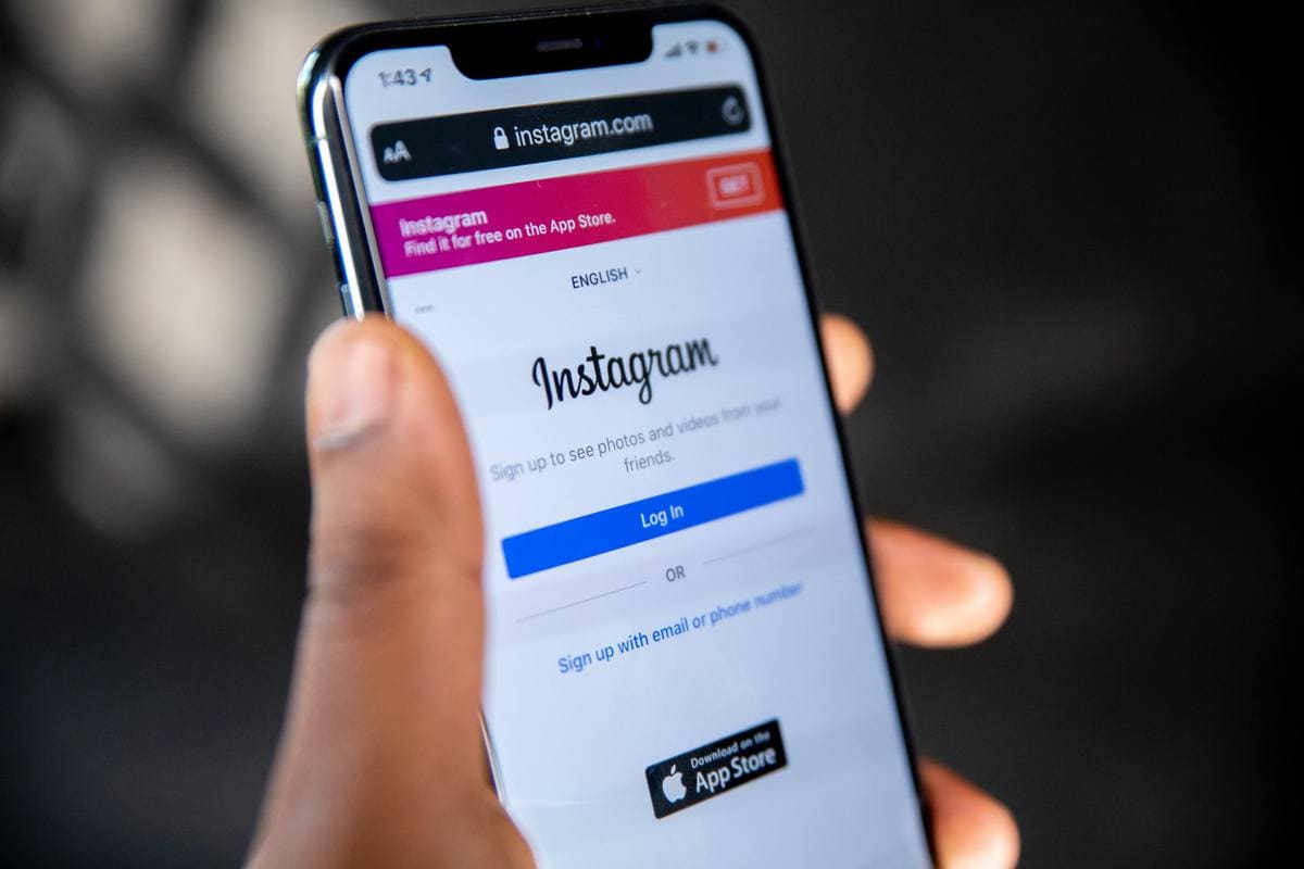 Phone showing Instagram login screen