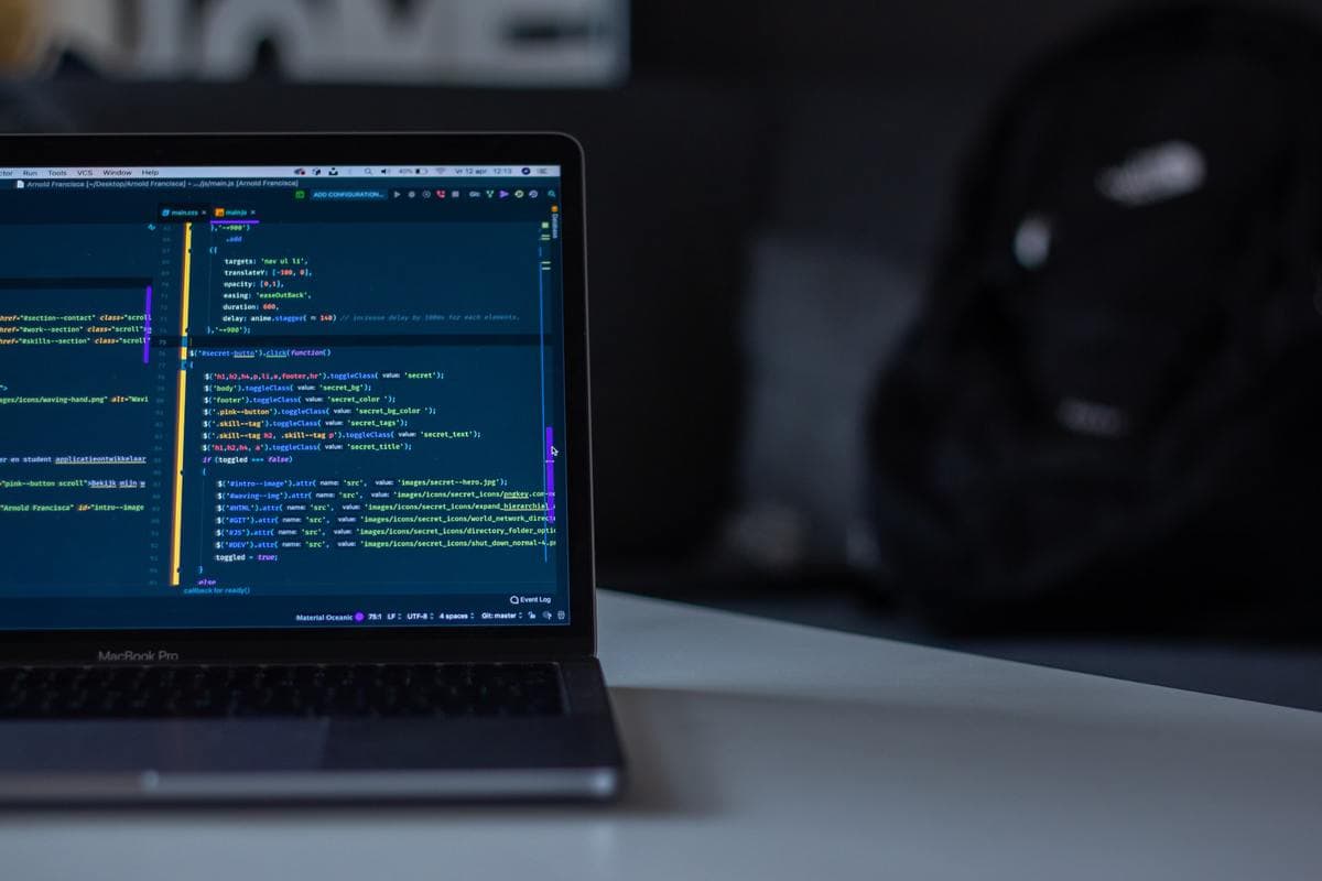 Code editor on laptop