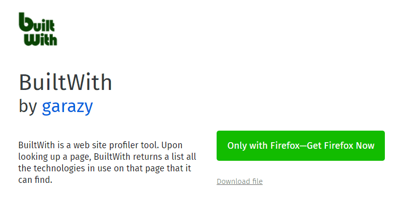 BuiltWith Firefox extension 