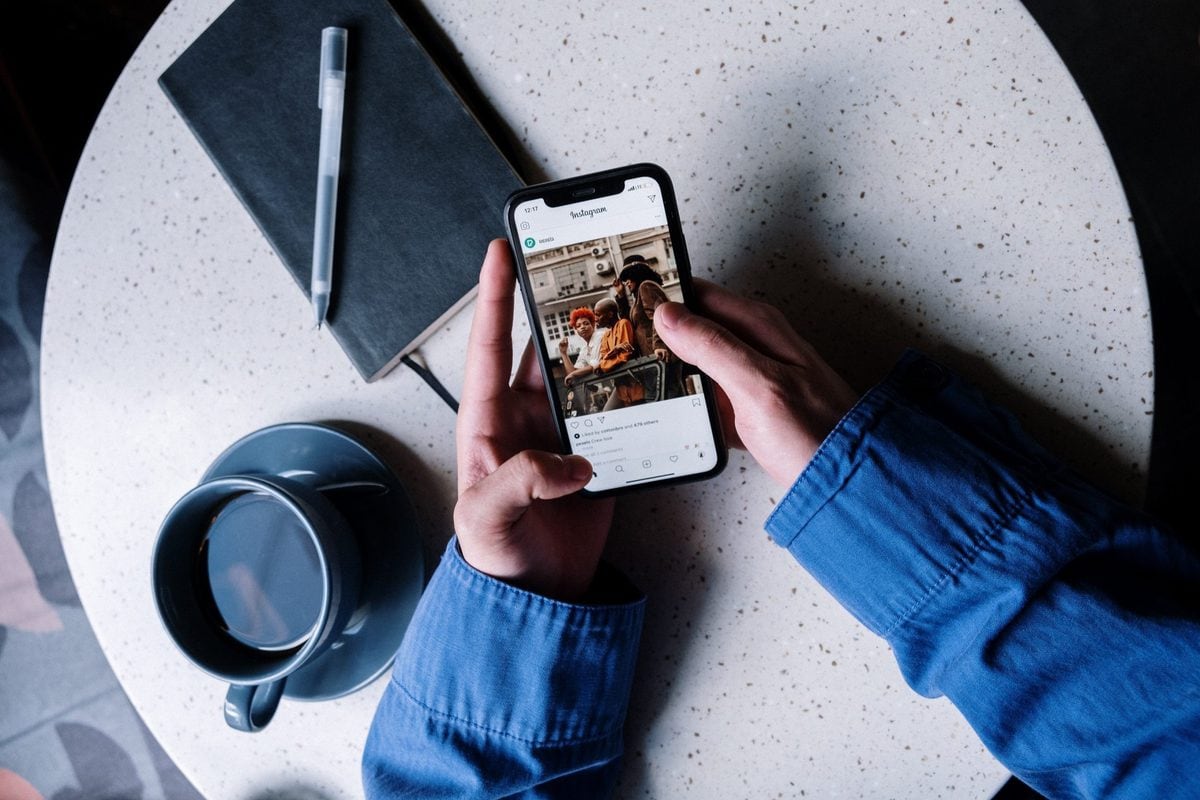 Person looking at Instagram feed