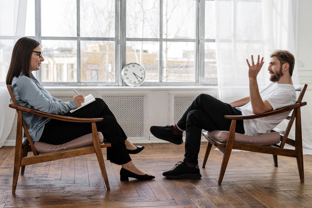 Person talking to therapist