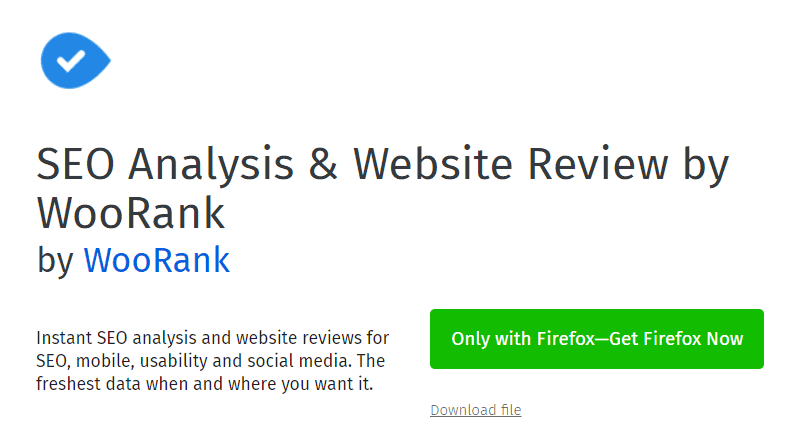 SEO Analysis & Website Review by WooRank Firefox extension