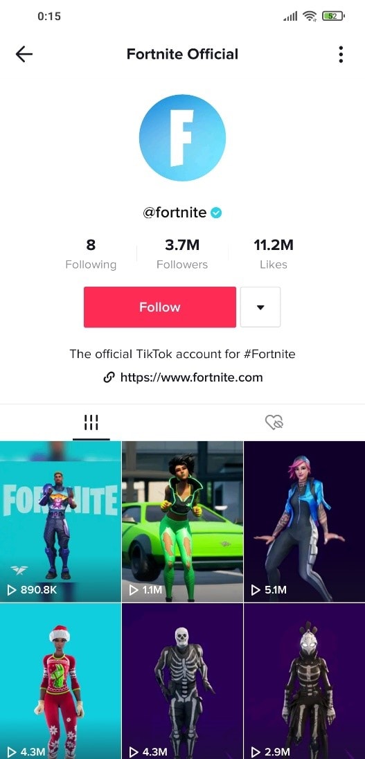 Fortnite TikTok account