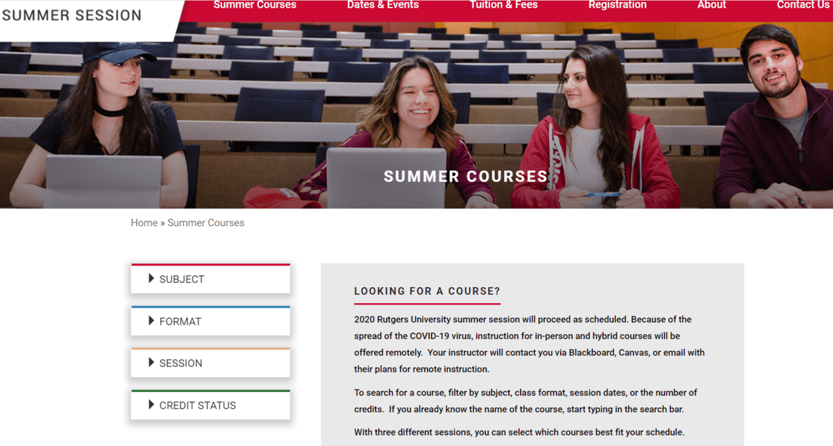 Rutgers University-Newark summer courses