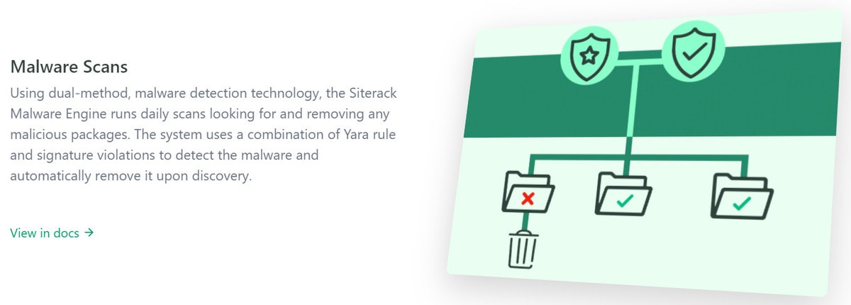 Siterack malware scans feature