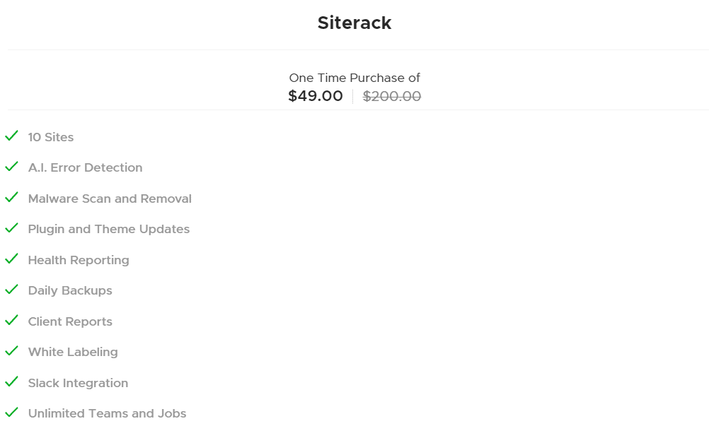 Siterack pricing