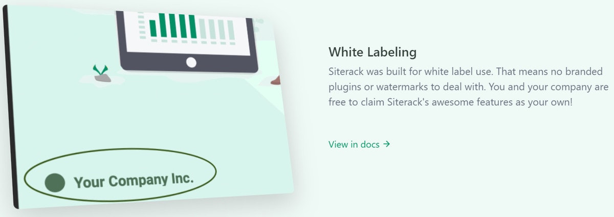 Siterack white-labeling feature