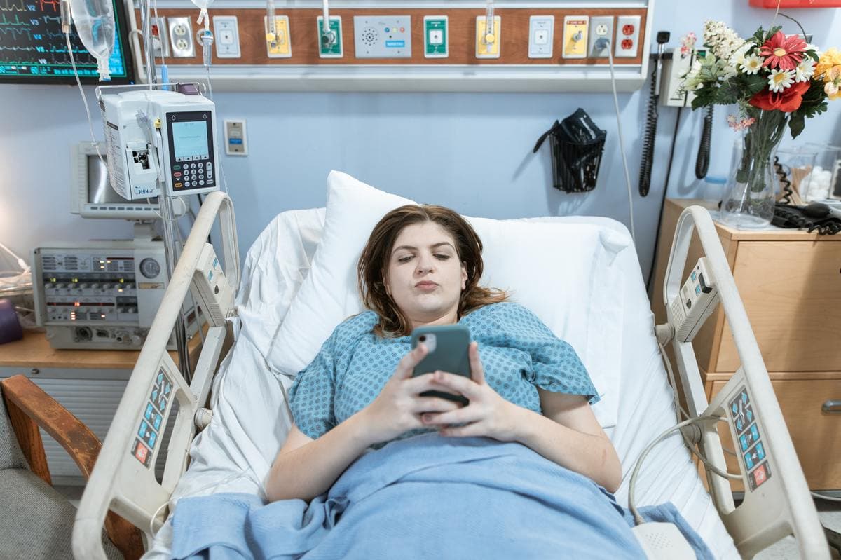 Patient using phone