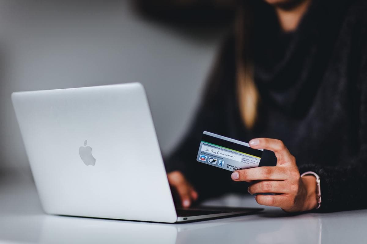Person making an online purchase