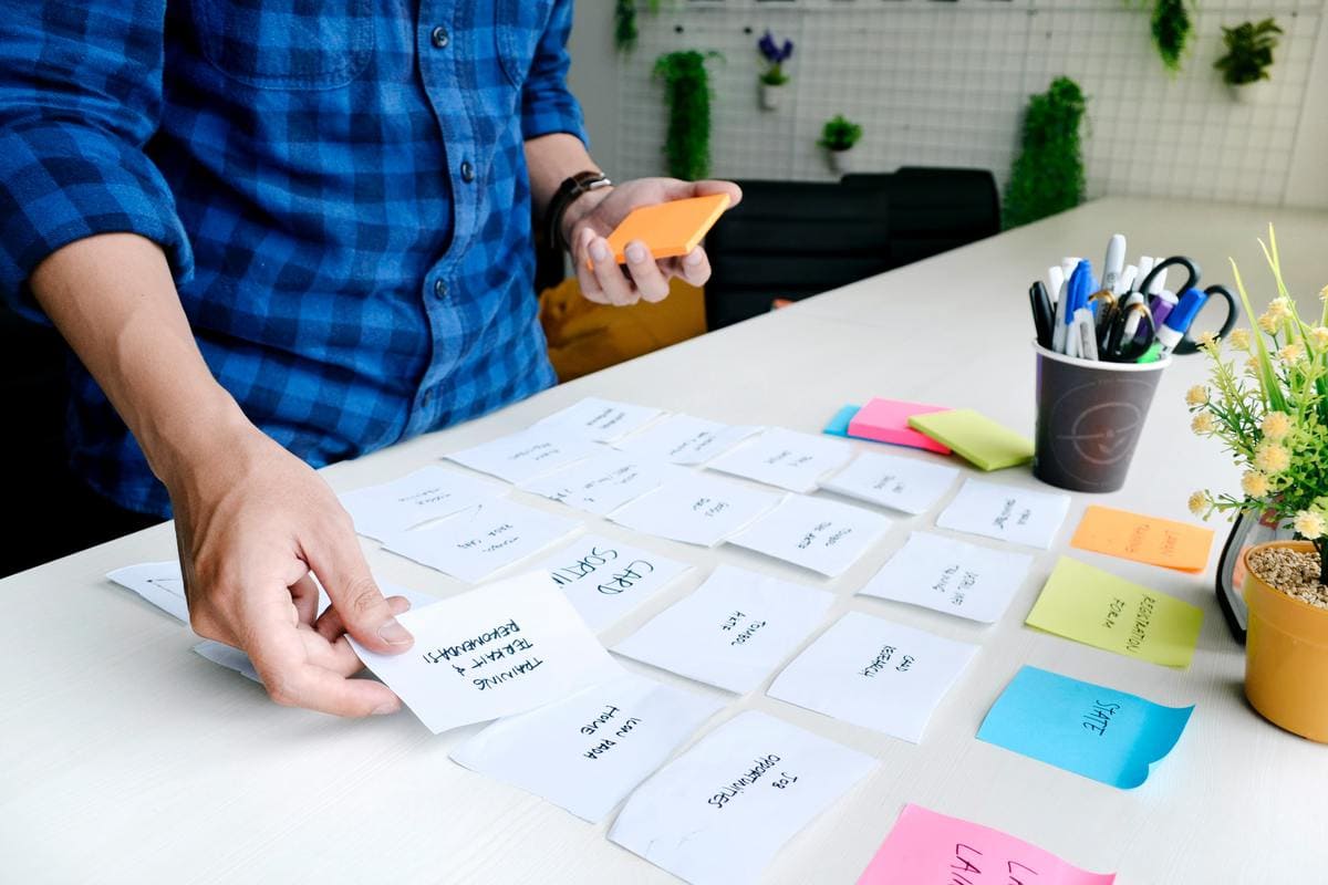 Person organizing papers