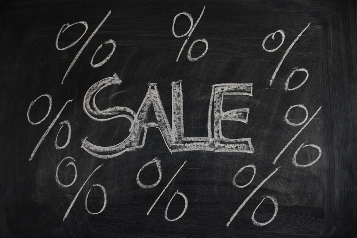 Sale sign on blackboard