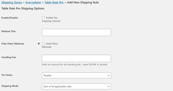 shipping method