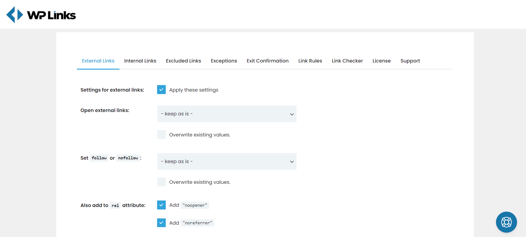 How do place icons on external links
