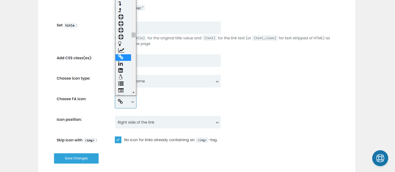 Use Font Awesome icon