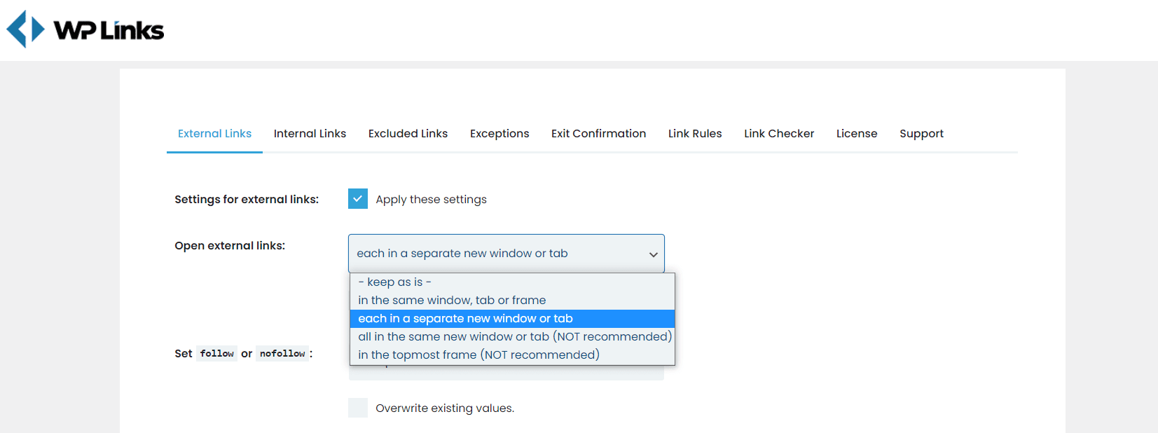 Open links in a new tab or new window