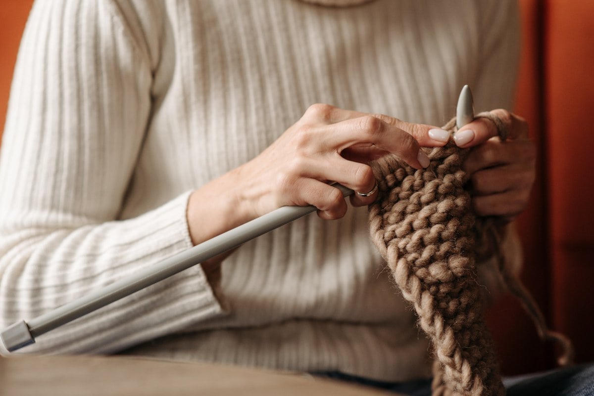 Woman knitting