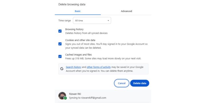 Clear Browser Cache and Cookies