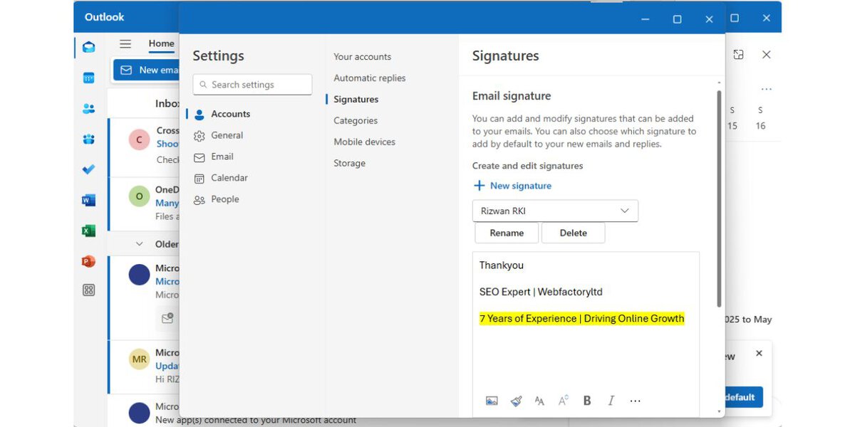 Change Email Signature in Outlook For Windows (Desktop App)