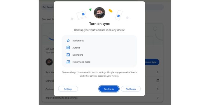 Enable Sync in Chrome Settings