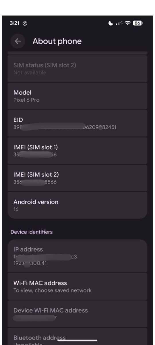 Find the Serial Number in Android Settings
