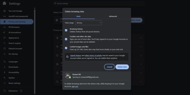Clear Cache and Cookies in Your Browser
