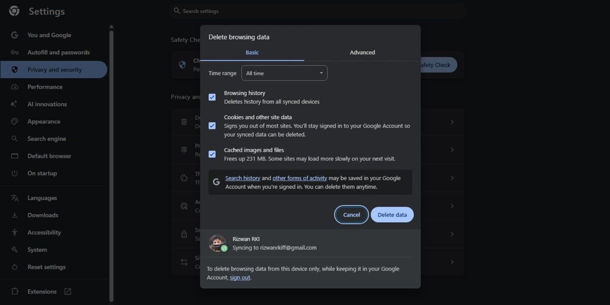 Clear Cache and Cookies in Your Browser