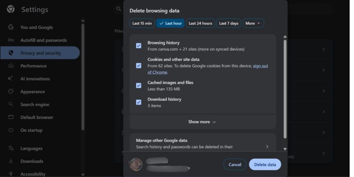 Clear Browser Cache and Cookies