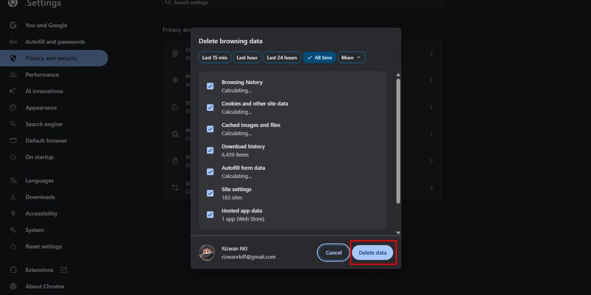 Clear Browser Cache and Cookies