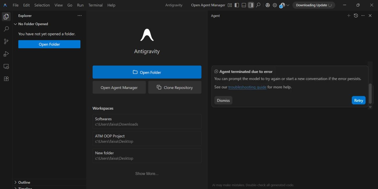 What Does “Antigravity Agent Terminated Due to Error” Mean