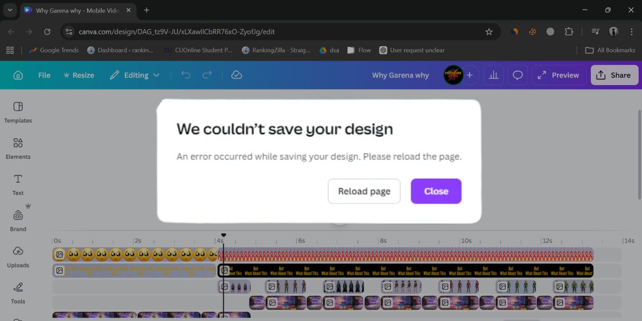 What Is Canva an error occurred while saving your design