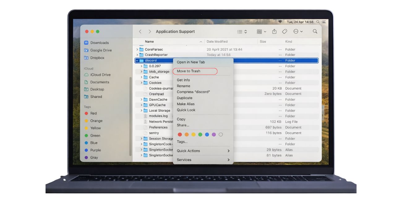 Delete the Discord Folders on Mac
